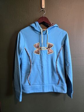 Under Armour Blue Pullover Hoodie with Camo Trim